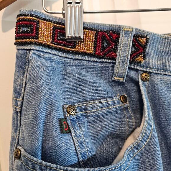 Democracy Vintage Beaded Jeans Women Size 14 Blue Y2K Cottage Boho Western Indie - Picture 4 of 13